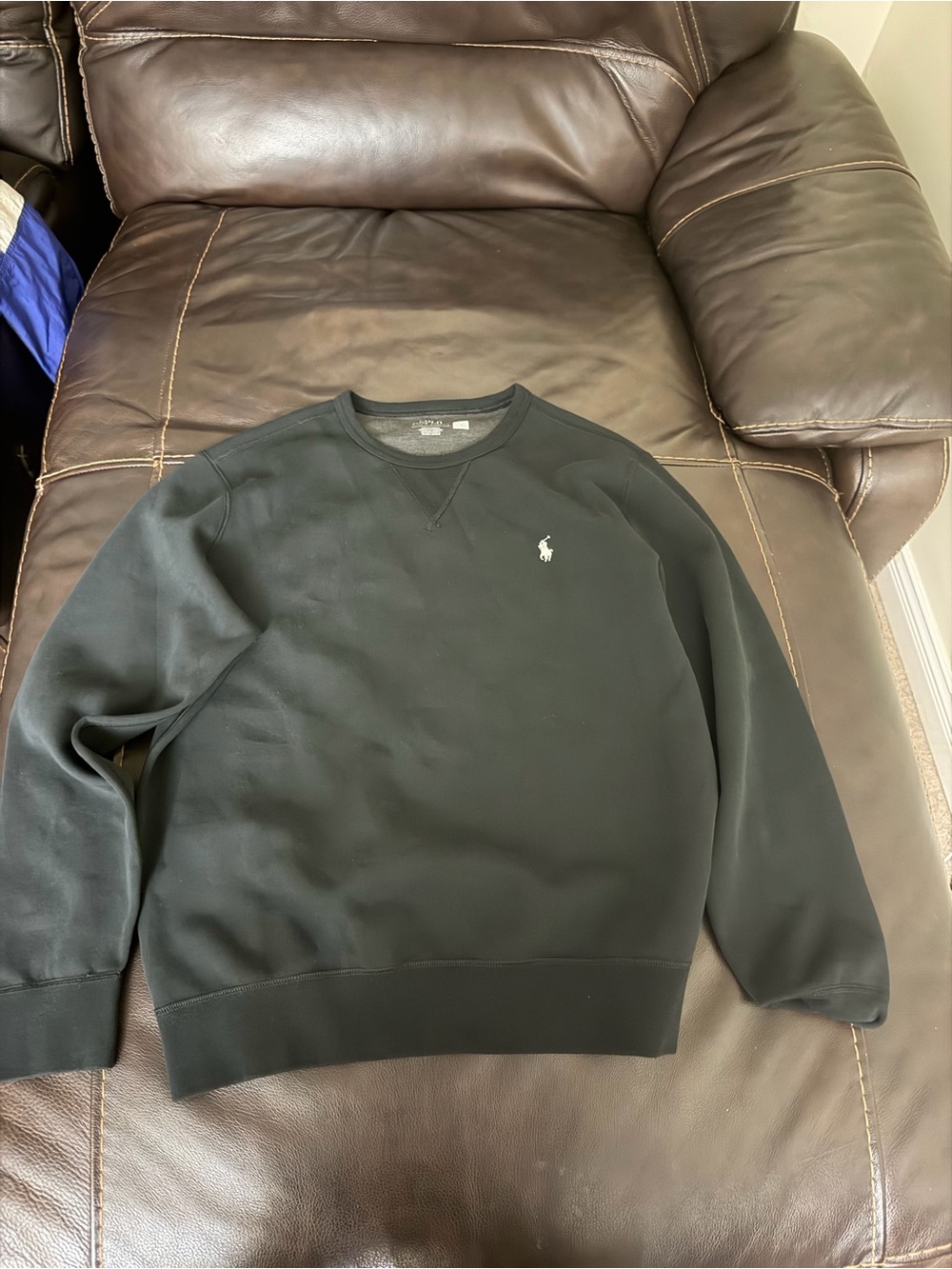 Polo by Ralph Lauren Black Crewneck Sweatshirt with Embroidered Pony